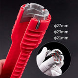 Red 8-in-1 sink wrench and faucet installer tool with adapters for under sink plumbing, basin nuts, valves and supply lines