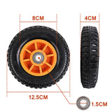 5 inch solid trolley wheel with plastic rim and 15mm bore for wheelbarrows, lawnmowers, carts and hand trucks.