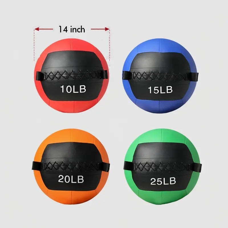 70LB wall ball set with 10, 15, 20 and 25 lb soft medicine balls for core workouts, strength training and home gym exercise