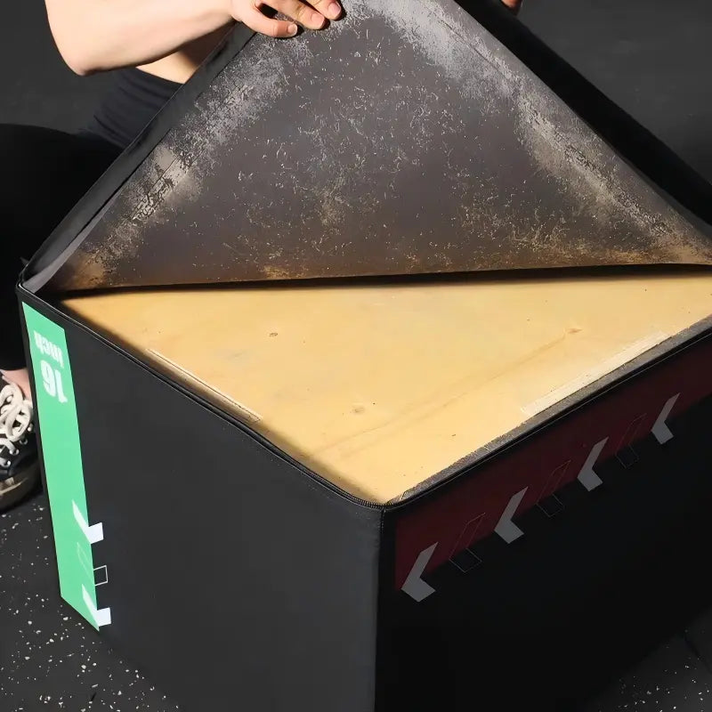 3-in-1 soft foam plyometric jump box with selectable 12/14/16, 16/18/20 or 16/20/24-inch heights for home gym workouts