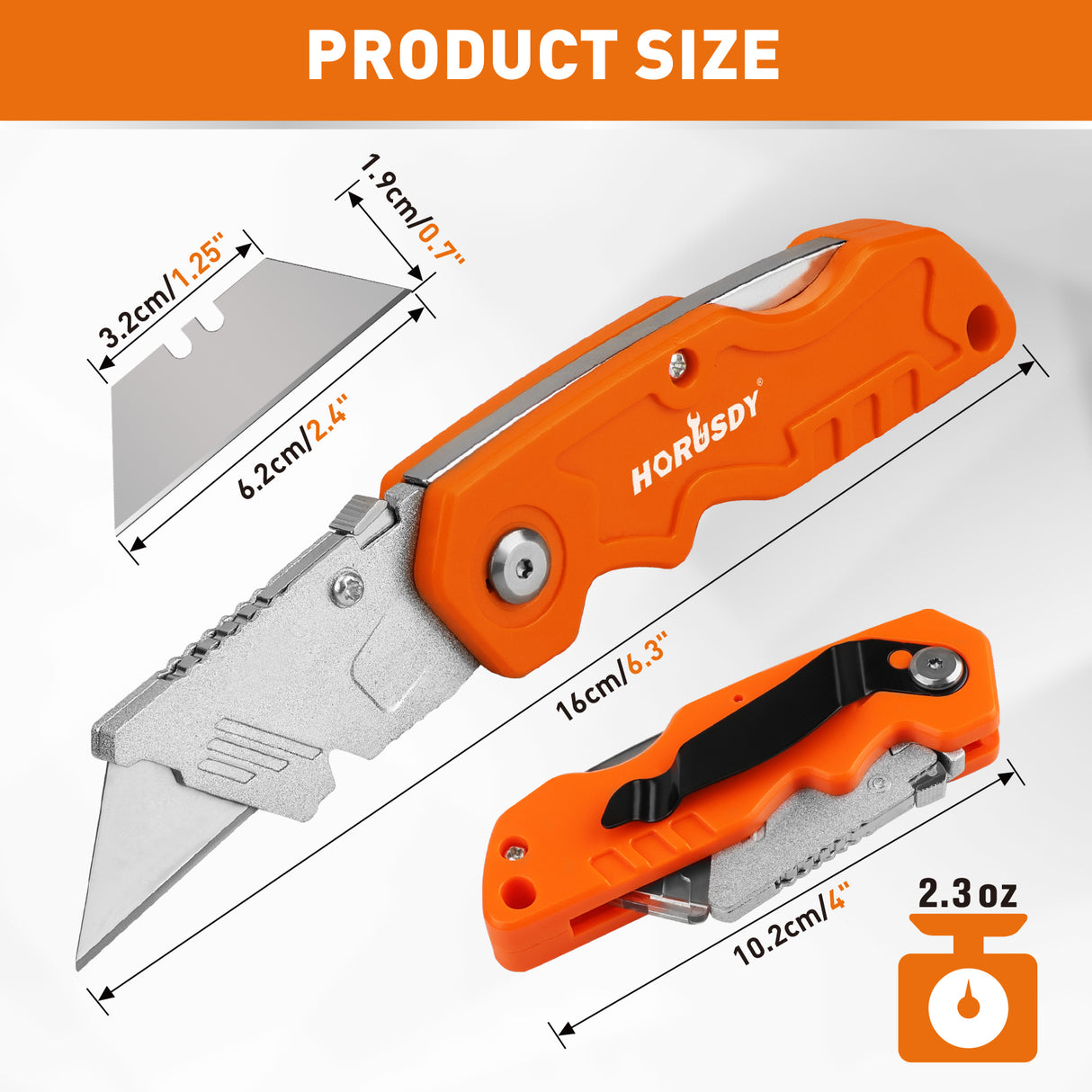 4Pc Folding Utility Knife Set | Quick-Change Box Cutter with 10 Extra Blades | Includes Storage Bag