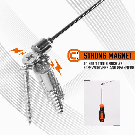 telescoping inspection mirror and magnetic pickup tool set with 360-degree swivel mirror for automotive repair, mechanic work and hard-to-reach spaces