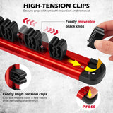 3-piece magnetic tool organizer with 42 adjustable clips, aluminum rails for wrenches, screwdrivers and tool storage