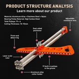 Orange 23-pulley drywall cutter tool with laser scale ruler, foldable arm, adjustable positioner and aluminum alloy cutter holder for cutting gypsum board and plasterboard