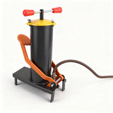 6L black foot-operated grease injector with reinforced hose and metal nozzle