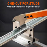 52.5cm steel stud cutter with orange lever handle, heat-treated cutting groove and steel base for cutting metal studs, tracks and drywall framing channels