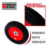 8 inch solid rubber trolley wheel with 16mm bore, durable replacement cart wheel for hand trucks and garden trolleys