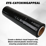 black stretch wrap roll 500mm x 300m heavy duty plastic pallet wrap film for moving, shipping, warehouse packing and storage protection