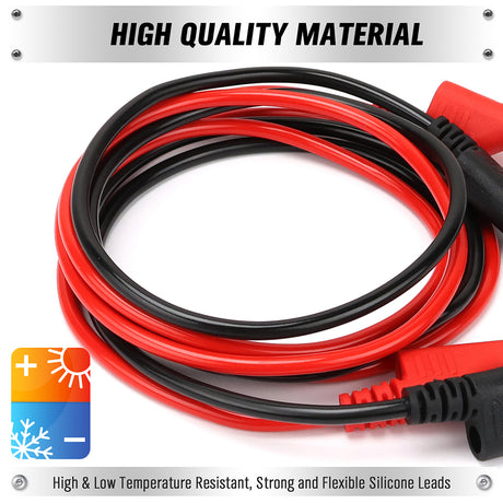 SWANLAKE 1000V 15A dual-ended banana plug test leads, red and black silicone cables with stackable connectors for multimeter and electronic testing