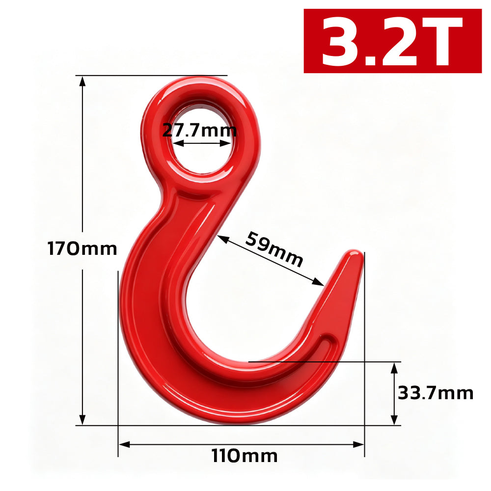 large opening eye hook with heavy-duty powder-coated finish for rigging, lifting, cargo securement and material handling