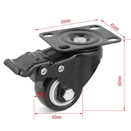 40mm and 50mm swivel caster wheels with brake and non-brake for furniture carts workbenches and storage trolleys