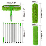 SEDY 2-in-1 Window Squeegee Cleaning Kit with Extendable Pole, Rotating Head and Replaceable Microfiber Covers