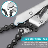 28 inch chain locking pliers with 19.3 inch adjustable chain, tension screw and 6.1 inch capacity for pipes and oil filters