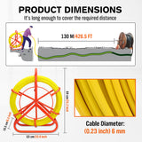 fiberglass fish tape wire puller 130m 6mm cable pulling tool with reel stand brake handle non conductive electrician conduit wiring kit