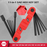 SEDY 11PCS Folding SAE Hex Key Set with S2 Steel Construction, Ergonomic Handle and Compact Folding Design for Auto, Bike and Home Repair