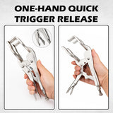 9 inch welding locking pliers with adjustable C-clamp jaws, quick trigger release and 2.75 inch opening for sheet metal, pipe and metalworking