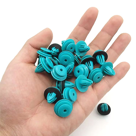 250pcs blue car door panel clips 9mm trim retainer fasteners push type automotive plastic rivets with foam gasket replacement