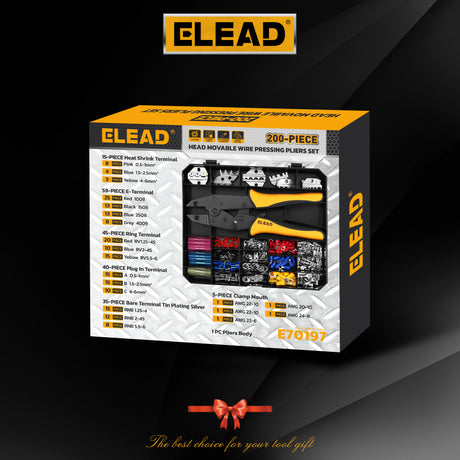 ELEAD ratcheting wire crimping tool kit with interchangeable jaws and terminal connectors assortment for electrical wiring repair