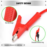 SWANLAKE 1000V 15A banana to alligator test leads with red and black silicone cables, insulated clips, and stackable banana plugs for electrical testing