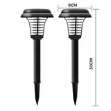 2 pack solar insect killer lamp outdoor UV mosquito zapper garden stake lights with dual lighting modes waterproof