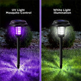 2 pack solar insect killer lamp outdoor UV mosquito zapper garden stake lights with dual lighting modes waterproof