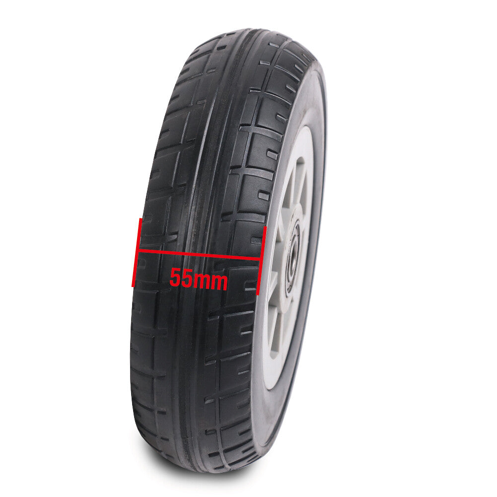 8-inch solid rubber replacement wheel with 15mm bearing bore for carts, trolleys and garden equipment