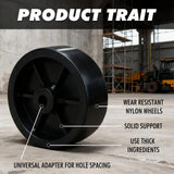 Heavy-duty 16-inch nylon caster wheel with 150mm diameter, 50mm width and 16mm bore, designed for trolleys, carts, warehouse equipment and heavy-load applications