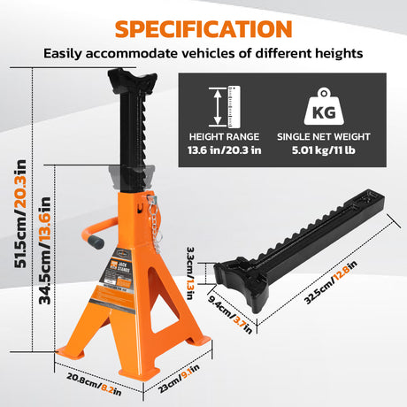 heavy duty 3 ton jack stands 2 pack adjustable double locking ratchet jack stand for car suv truck lifting support