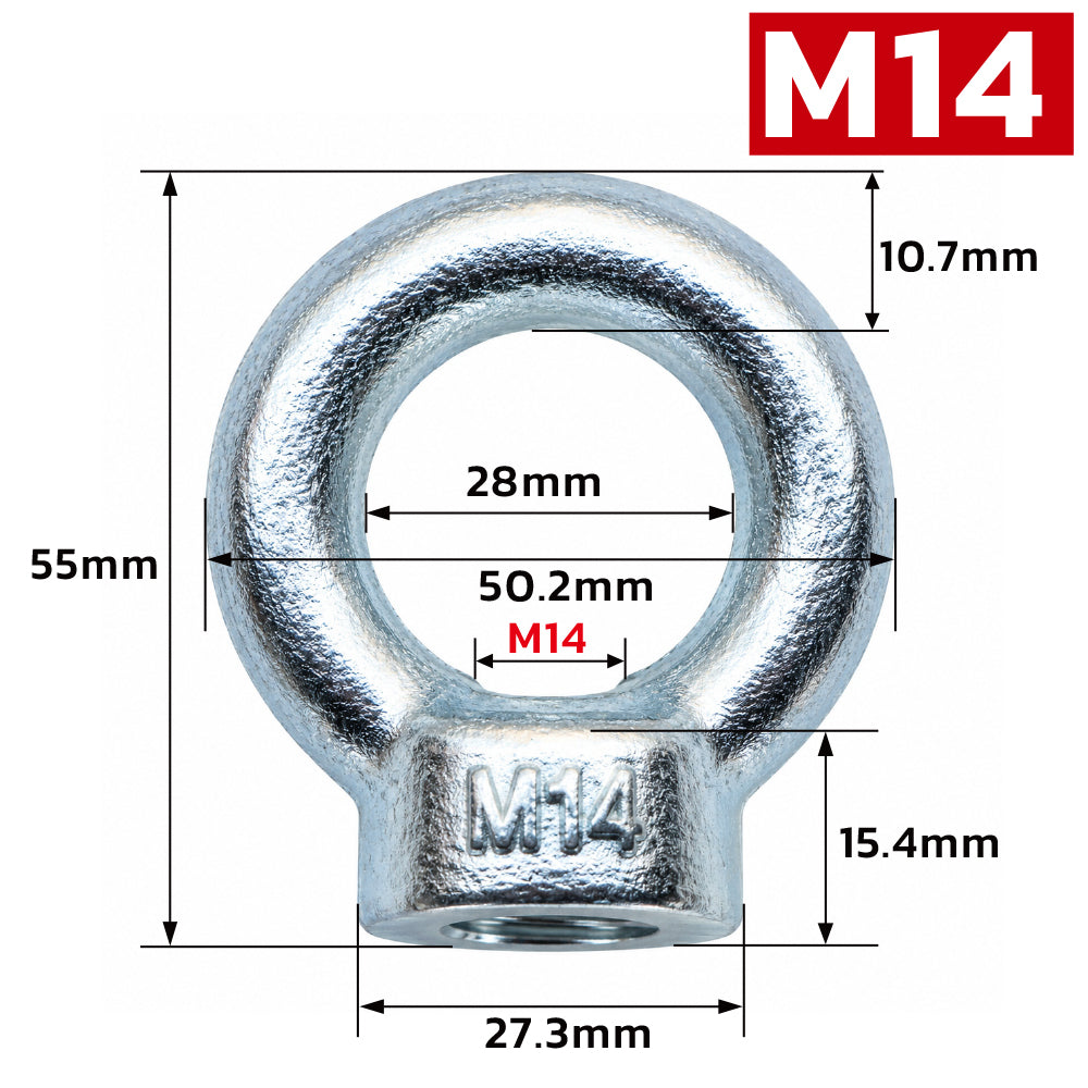 Metric lifting eye nut M8-M24 threaded rigging eye bolt nut for lifting, hoisting, machinery and industrial applications