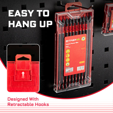 10-piece 6-inch PH2 impact power bit set made from heat-treated S2 alloy steel with magnetic CNC-machined tips, extended torsion zones and a storage case for impact drivers, drills, woodworking and repair tasks.