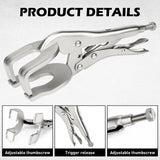 9 inch welding locking pliers with adjustable C-clamp jaws, quick trigger release and 2.75 inch opening for sheet metal, pipe and metalworking