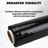 black stretch wrap roll 500mm x 300m heavy duty plastic pallet wrap film for moving, shipping, warehouse packing and storage protection