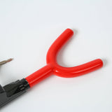 heavy-duty U-shaped car steering wheel lock in red with keyed lock cylinder, rubber handle grip, metal security bar and two keys for vehicle anti-theft deterrence