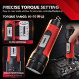 45-piece adjustable torque screwdriver set with 10-70 in-lb scale, 1/4-inch magnetic bit holder, 24 S2 bits and 20 SAE and metric nut drivers
