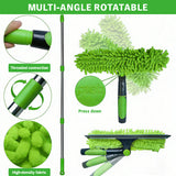 SEDY 2-in-1 Window Squeegee Cleaning Kit with Extendable Pole, Rotating Head and Replaceable Microfiber Covers