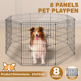 36 inch metal dog playpen 8 panel heavy duty pet exercise pen foldable puppy fence indoor outdoor with door double latch black