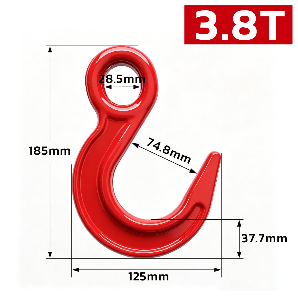 large opening eye hook with heavy-duty powder-coated finish for rigging, lifting, cargo securement and material handling