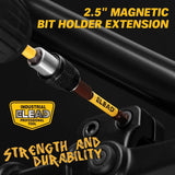 38-piece magnetic screwdriver bit set with S2 steel Torx, SAE and metric hex, Phillips bits, bit holders and magnetic organizer rail