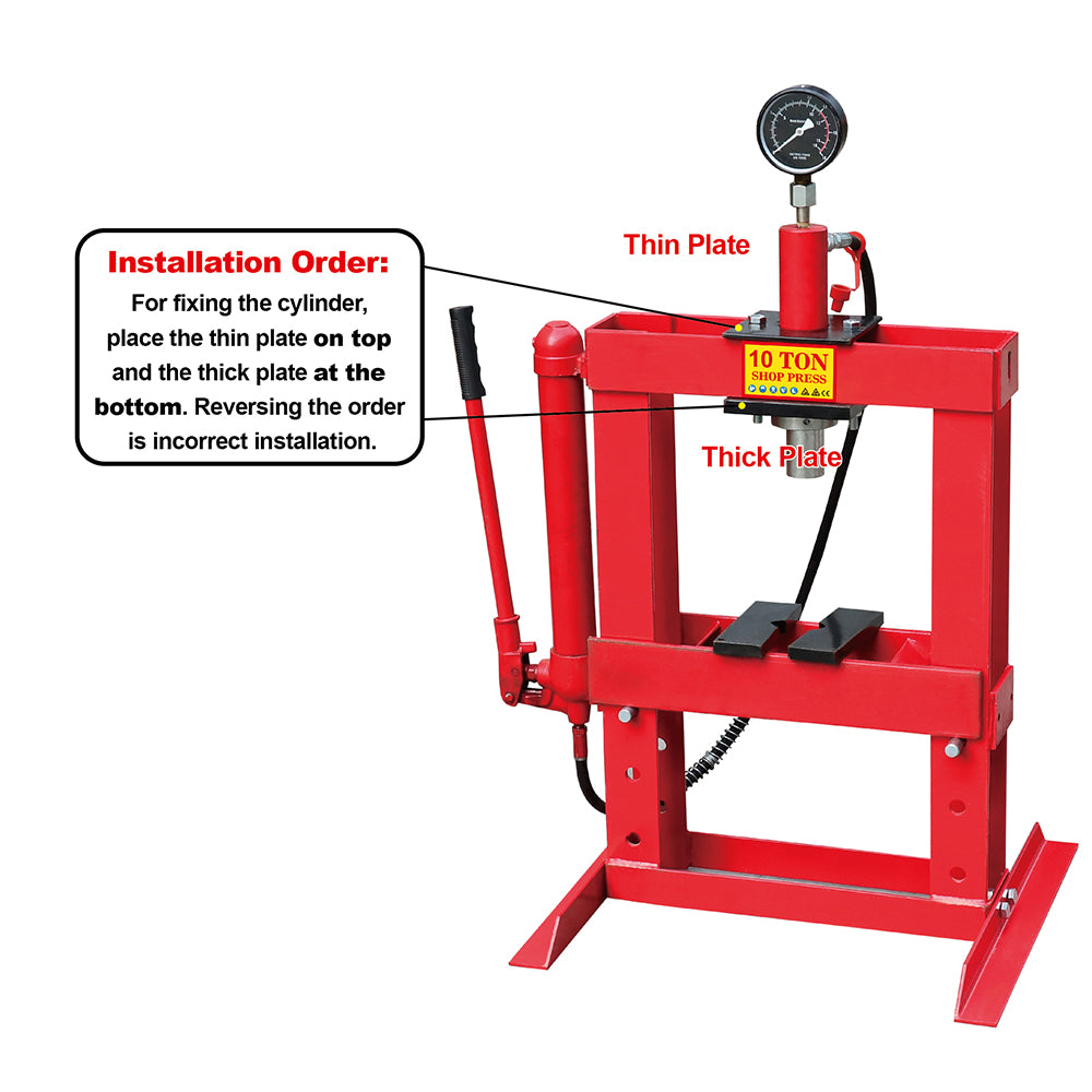 10 Ton Hydraulic Shop Press for Garage and Workshop Metalworking