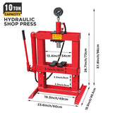 10 Ton Hydraulic Shop Press for Garage and Workshop Metalworking
