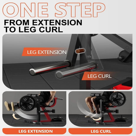 leg extension and curl machine adjustable leg developer home gym equipment compact strength trainer with weight plate holder quad hamstring workout bench