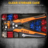 ELEAD wire crimping tool kit with automatic wire stripper, terminal connectors assortment and storage case for electrical wiring repair