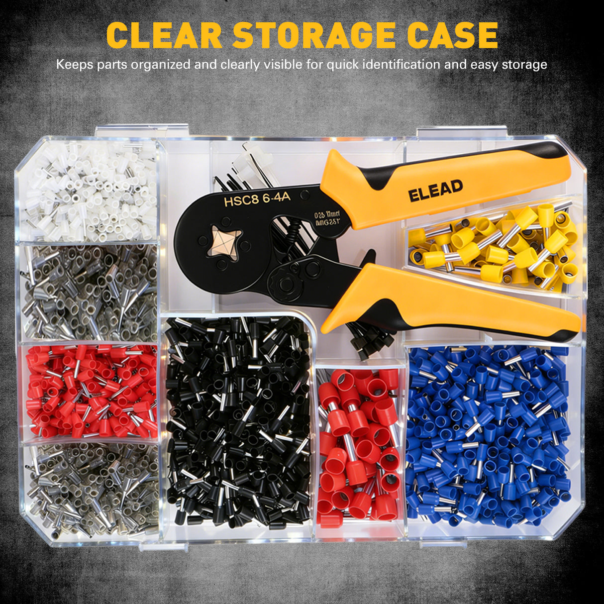 ELEAD ferrule crimping tool kit with 2149 wire ferrules assortment and electrical terminal kit for wiring and control panels