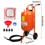 HORUSDY 40L sand blasting tank, featuring a high-pressure abrasive blaster with a 60-125 PSI working range, durable rubber wheels, and a 40L media capacity for heavy-duty surface cleaning.