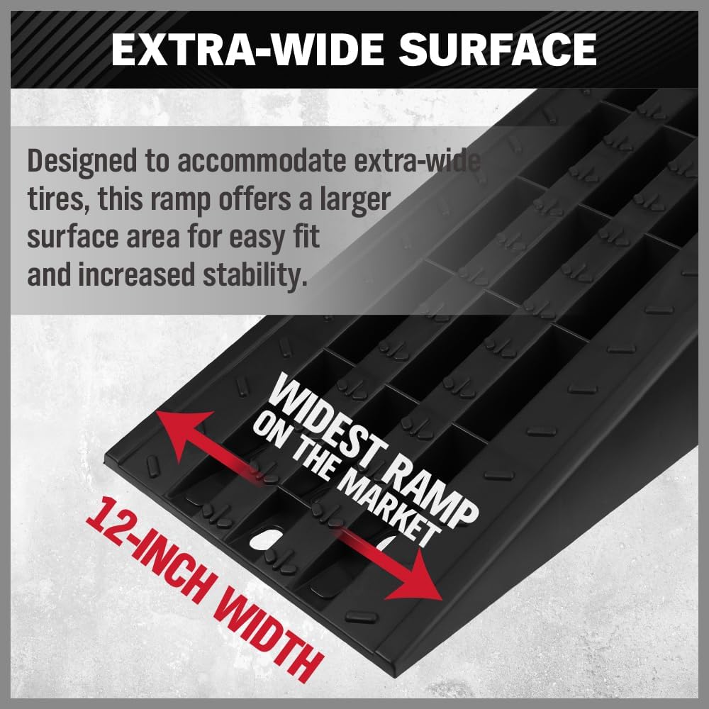 Heavy-Duty A Pair Car Ramps with Non-Slip Surface for Extra-Wide Tire - 5 Ton Capiticy