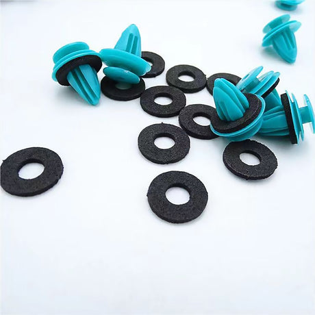 250pcs blue car door panel clips 9mm trim retainer fasteners push type automotive plastic rivets with foam gasket replacement
