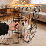 8 panel metal dog playpen foldable pet exercise pen with door safety latch indoor outdoor puppy fence black wire enclosure