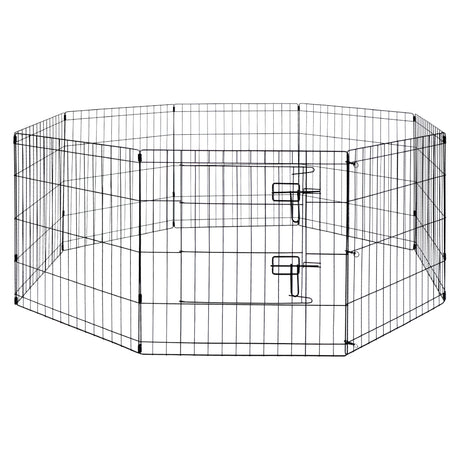 8 panel metal dog playpen foldable pet exercise pen with door safety latch indoor outdoor puppy fence black wire enclosure
