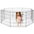 8 panel metal dog playpen foldable pet exercise pen with door safety latch indoor outdoor puppy fence black wire enclosure