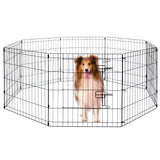 8 panel metal dog playpen foldable pet exercise pen with door safety latch indoor outdoor puppy fence black wire enclosure